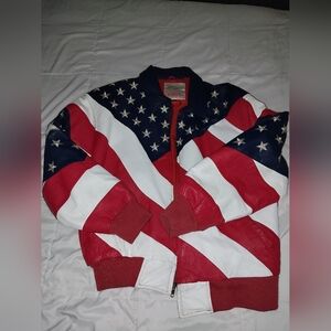 Michael Hoban Vintage Red, White, and Blue Leather Jacket